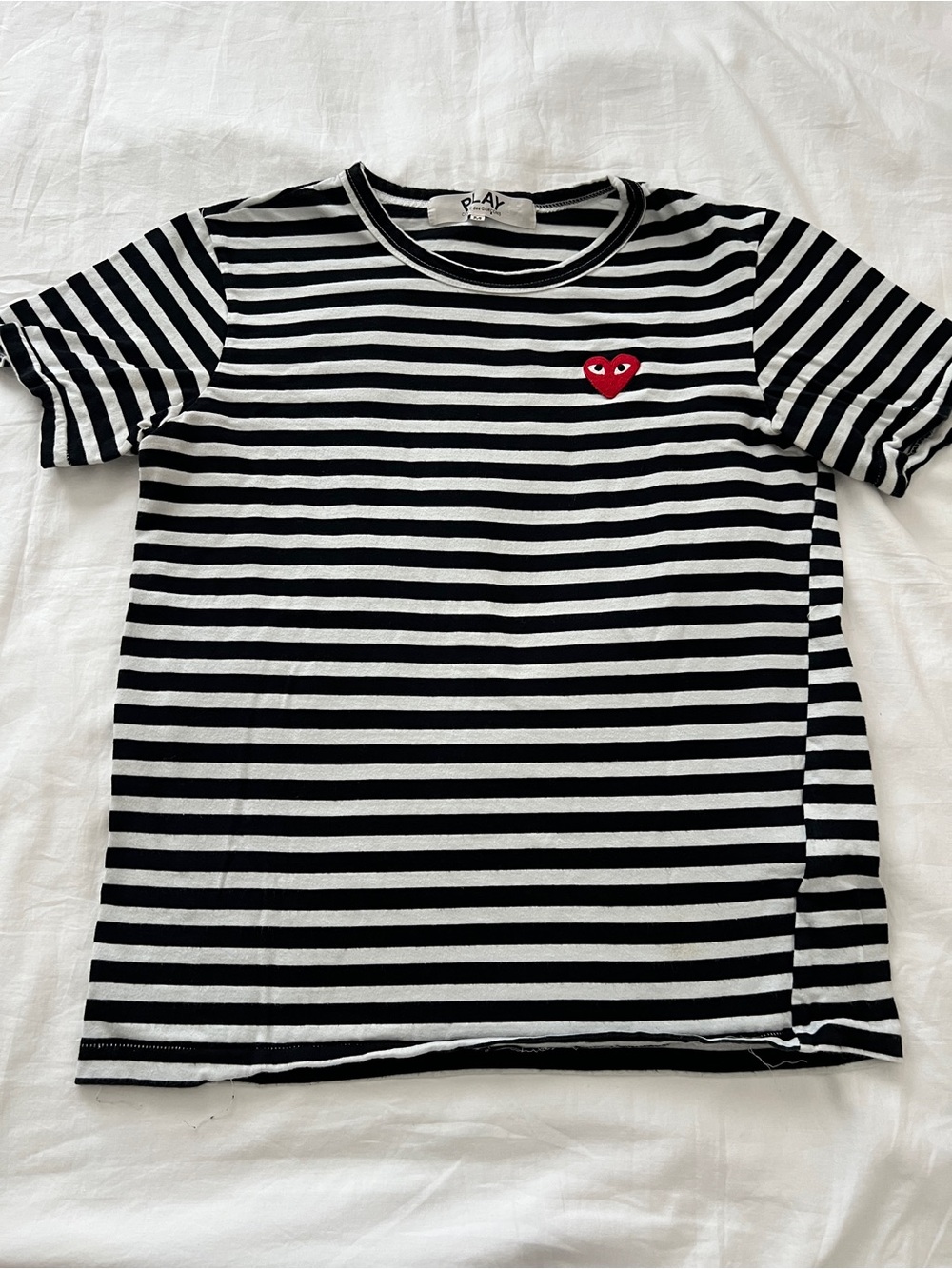 Comme des Garçons PLAY Striped Heart Logo T-Shirt Made in Japan M